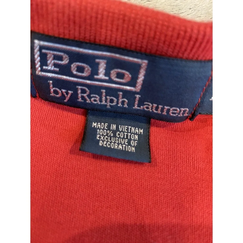Mens Polo‎ Ralph Lauren Shirt Medium Red Blue Pony Logo Golf Cotton Soft M